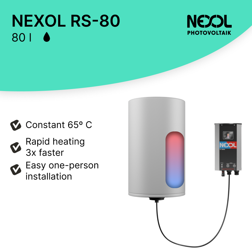 80L solar boiler for homes, powered by solar panels – Caldera solar de 80L para viviendas, alimentada por paneles solares