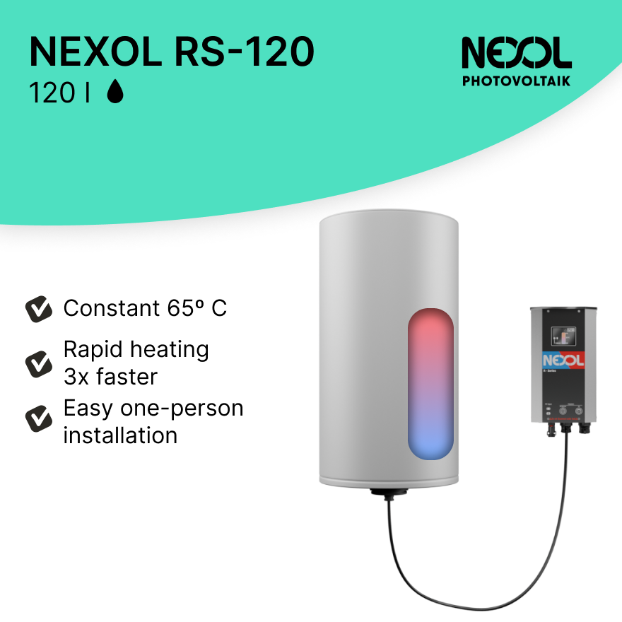 120L solar-powered boiler for sustainable water heating – Caldera solar de 120L para calefacción de agua sostenible